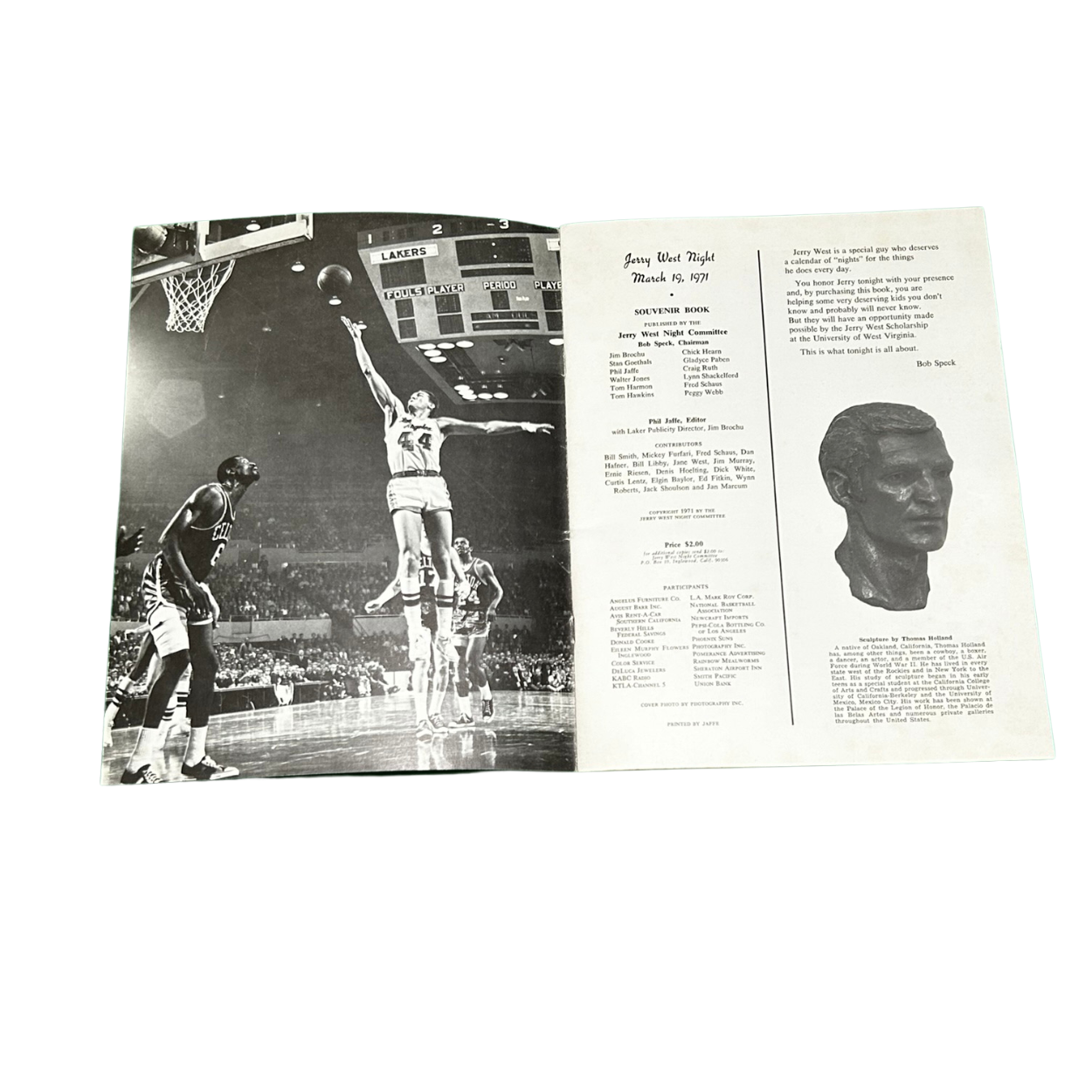 Jerry West Night Souvenir - Autographed & Personally Inscribed Book (March 19, 1971)