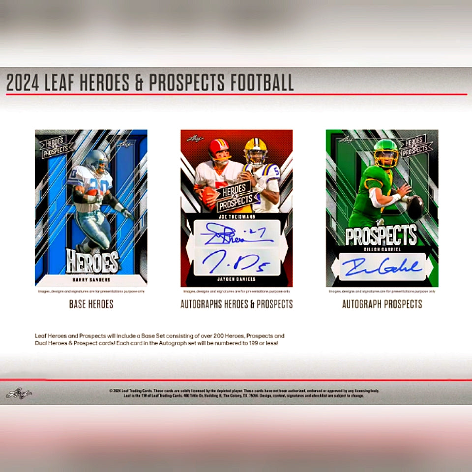 2024 Leaf Heroes & Prospects Football Hobby Box