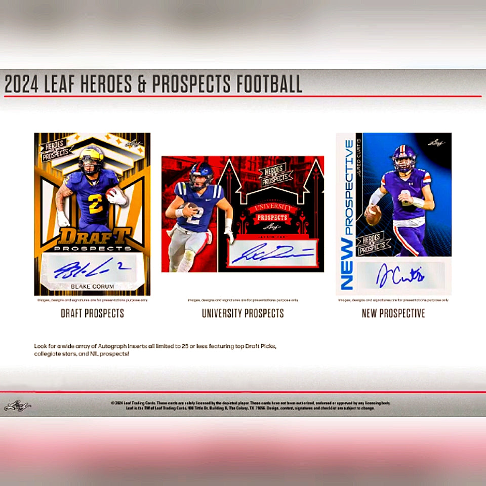 2024 Leaf Heroes & Prospects Football Hobby Box