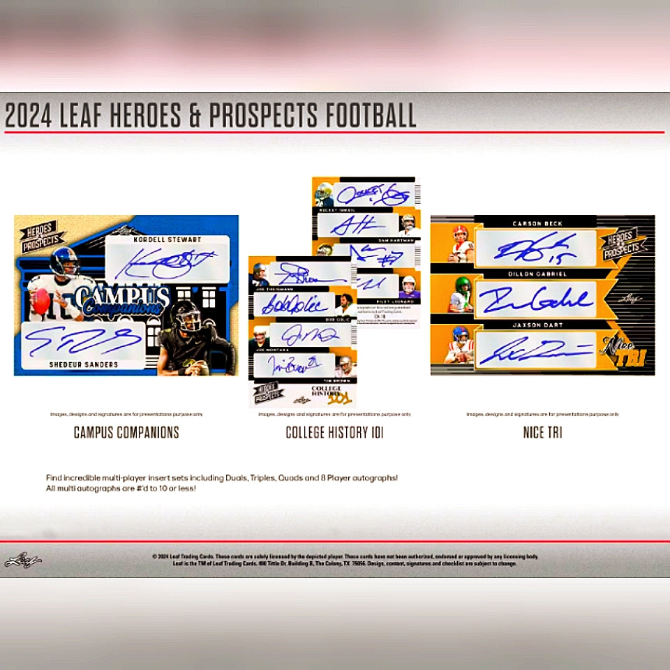 2024 Leaf Heroes & Prospects Football Hobby Box