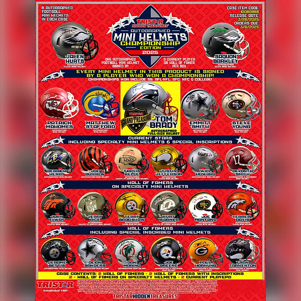 TRISTAR Hidden Treasures: Autographed Football Mini Helmets 2025 Championship Edition Hobby Box