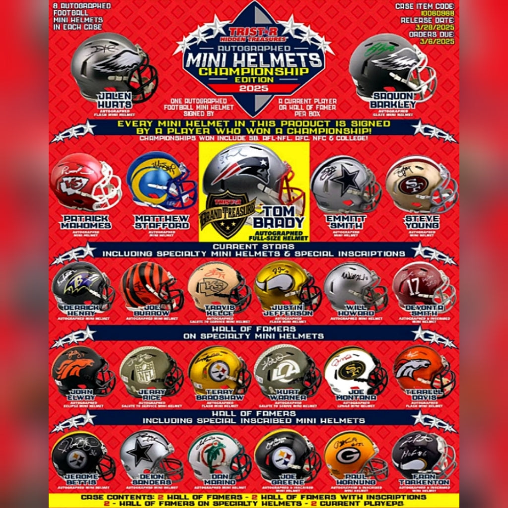 TRISTAR Hidden Treasures: Autographed Football Mini Helmets 2025 Championship Edition Hobby Box
