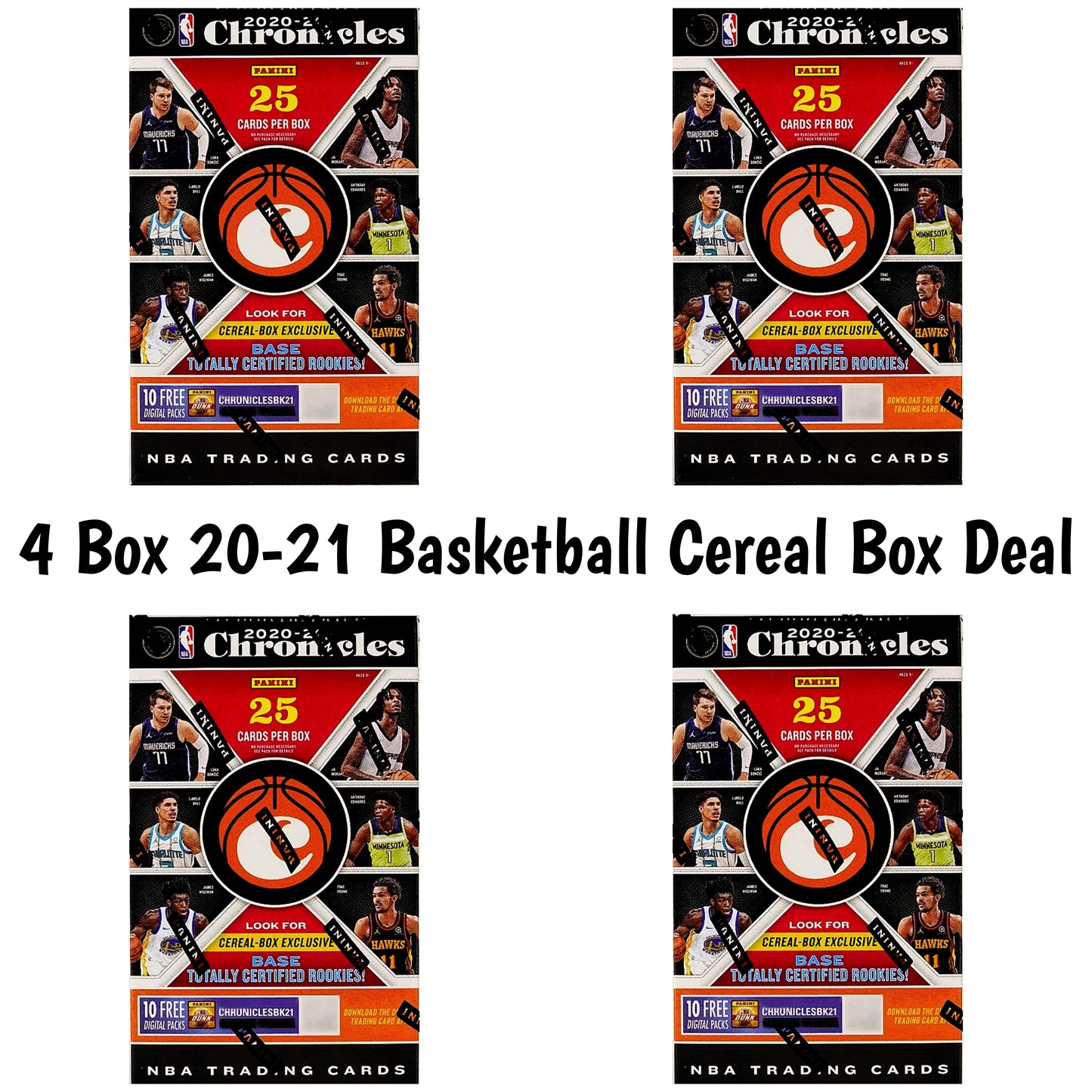 4 Box 2020-21 Panini Chronicles Basketball Cereal Box Deal