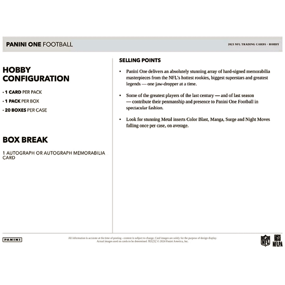 2023 Panini One Football Hobby Box