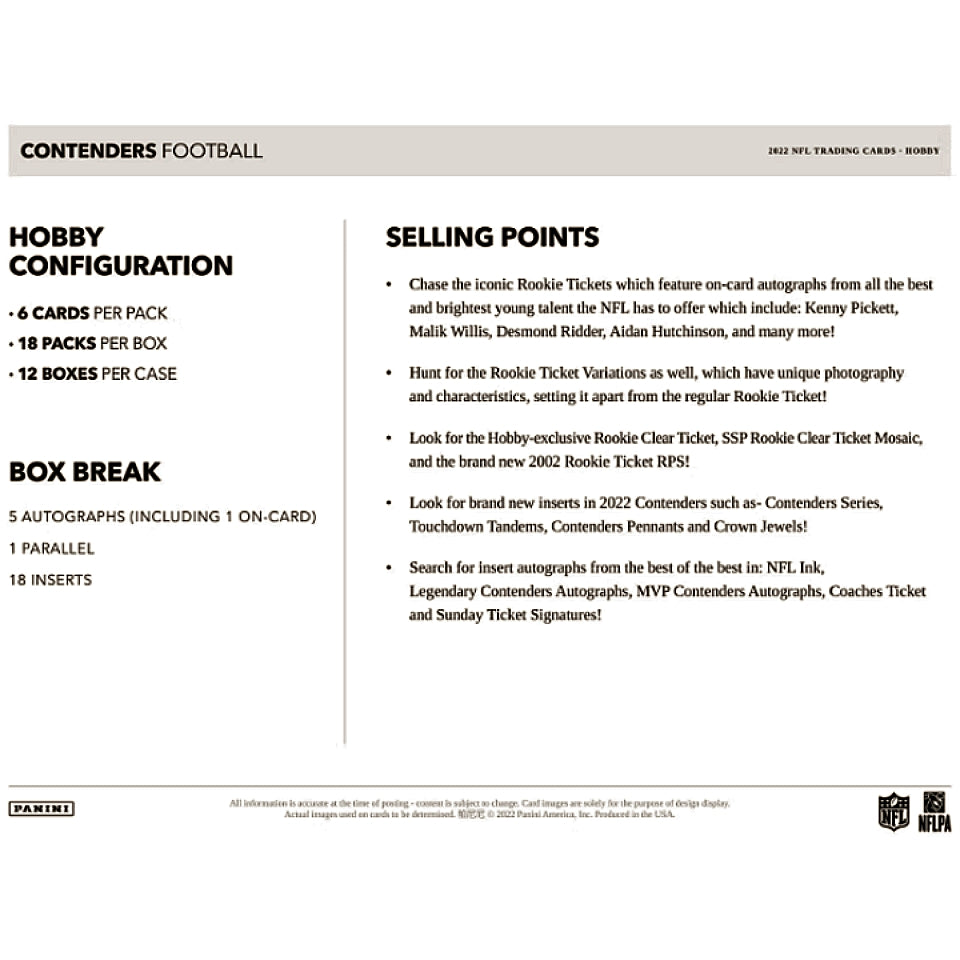2022 Panini Contenders Football Hobby Box