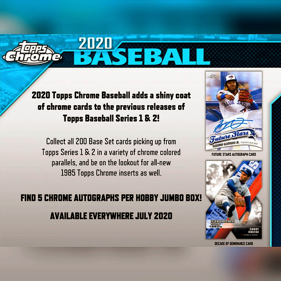 2020 Topps Chrome Baseball Jumbo HTA Hobby Box