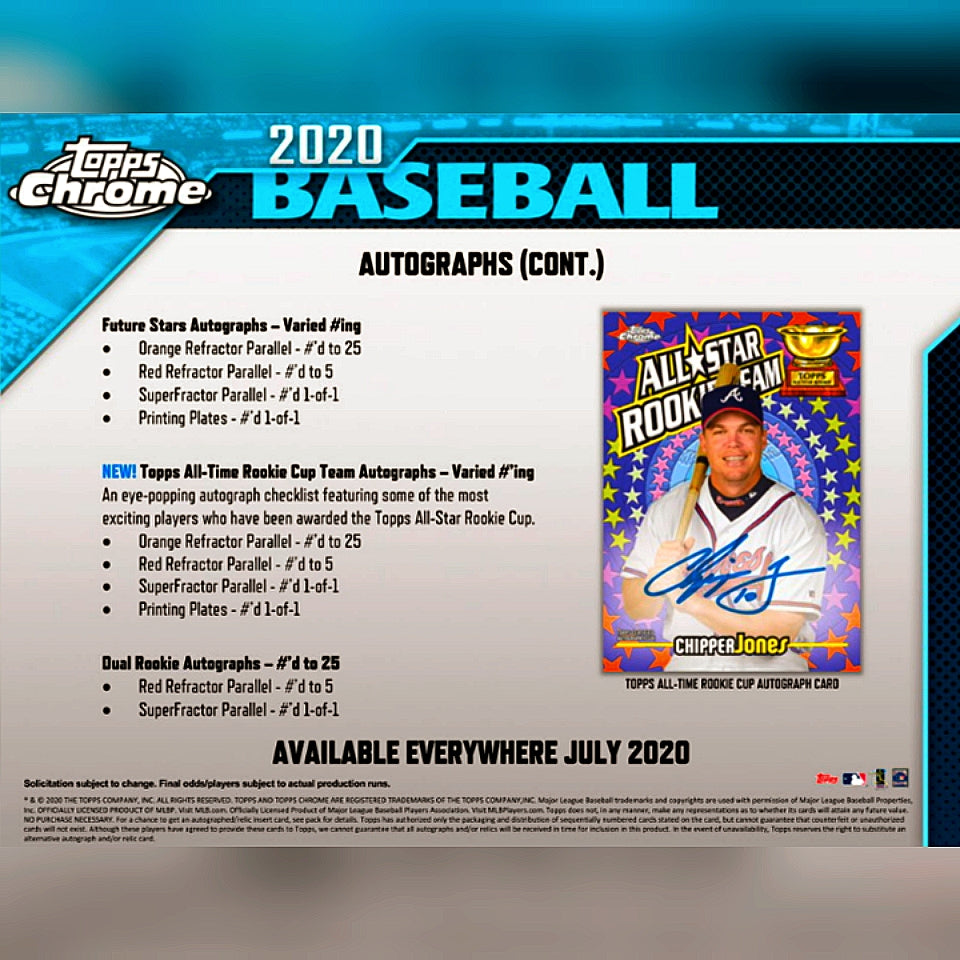 2020 Topps Chrome Baseball Jumbo HTA Hobby Box