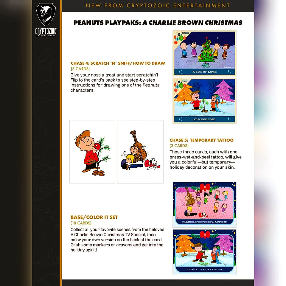 2025 Cryptozoic Peanuts Playpaks: A Charlie Brown Christmas 24 Pack Gravity Feed Box