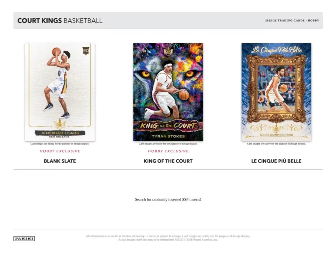2025-26 NBA Panini Court Kings Basketball Hobby Box