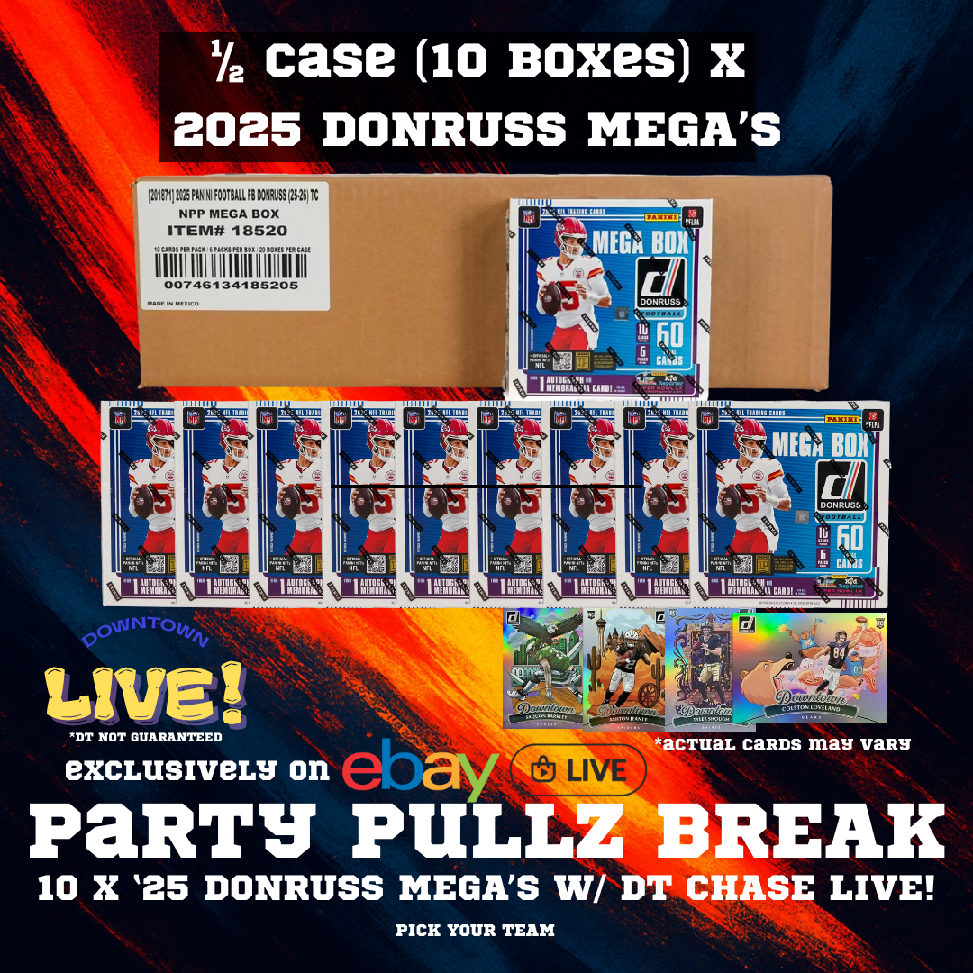 BREAK #4 - 1/2 case Break (10 Boxes) x 2025 NFL Donruss Mega Boxes PYT (Pick Your Team) 6-3-2026