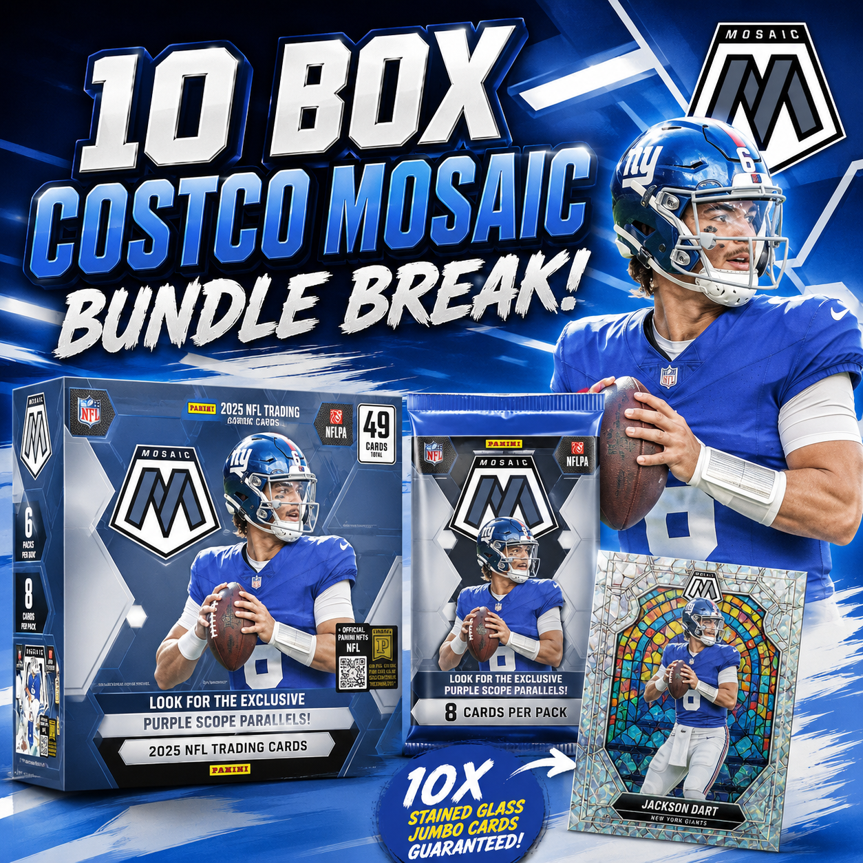 10 x Box 2025 NFL Mosaic Football Costco Bundle Pick Your Team