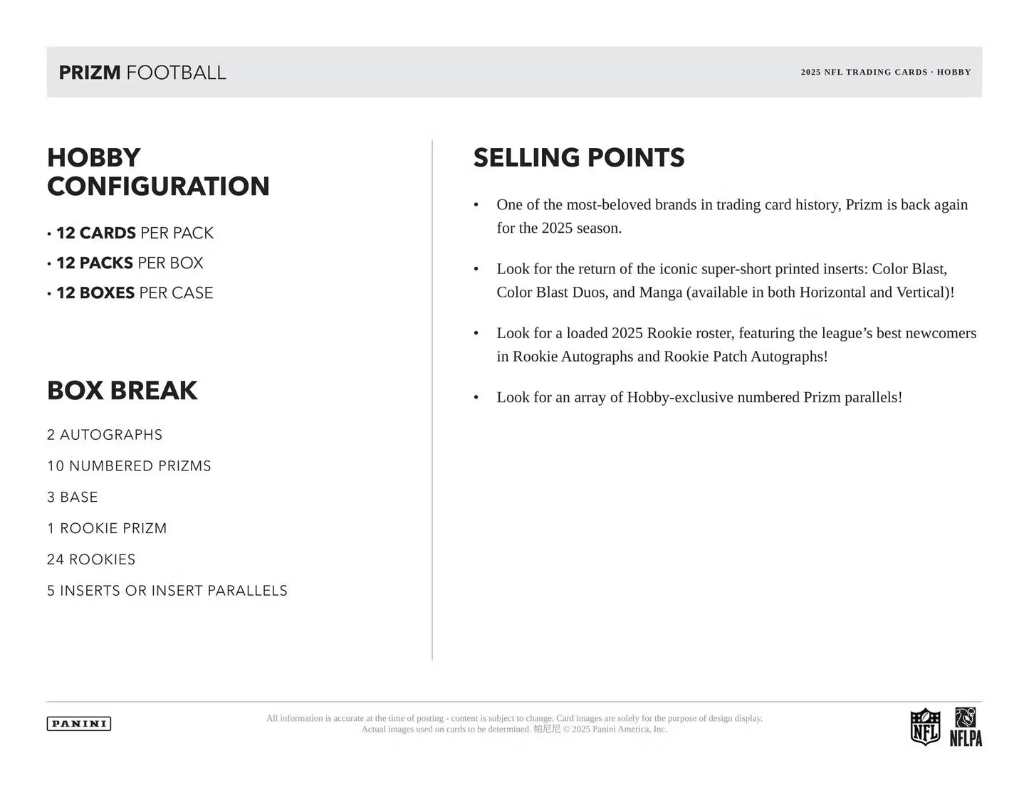 2025 NFL Prizm Hobby Football Box