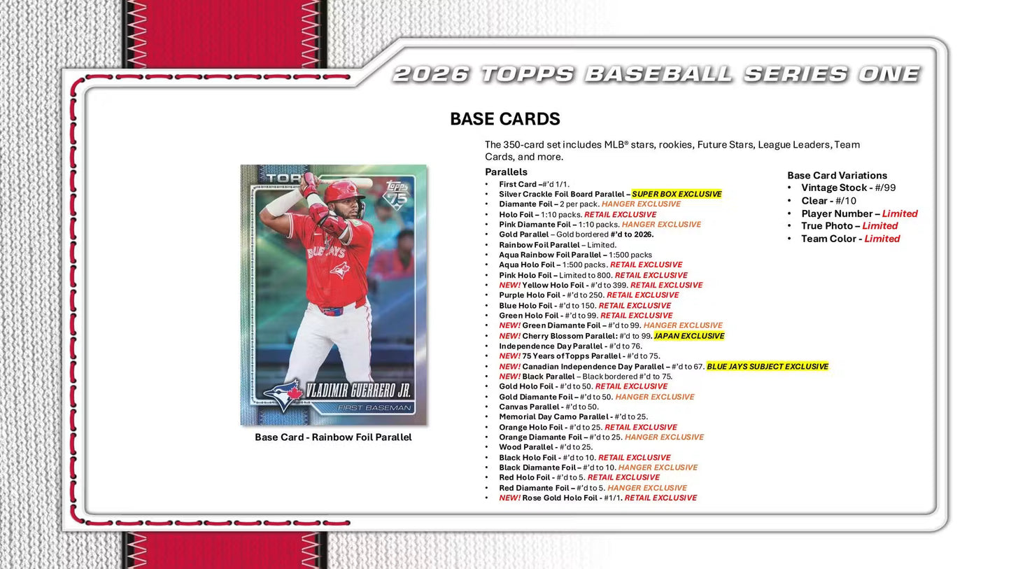 2026  MLB Topps Series 1 Baseball Blaster Box