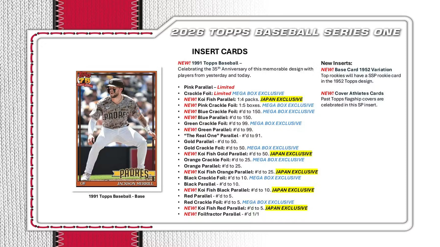 2026  MLB Topps Series 1 Baseball Blaster Box