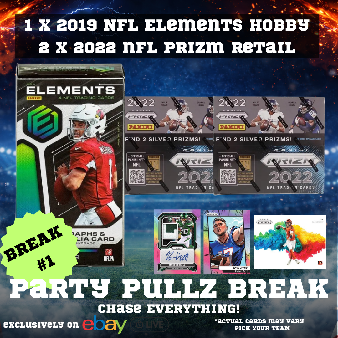 3 Box NFL Break - 2 x 2022 Prizm NFL Retail and 1 x 2019 Elements Hobb ...