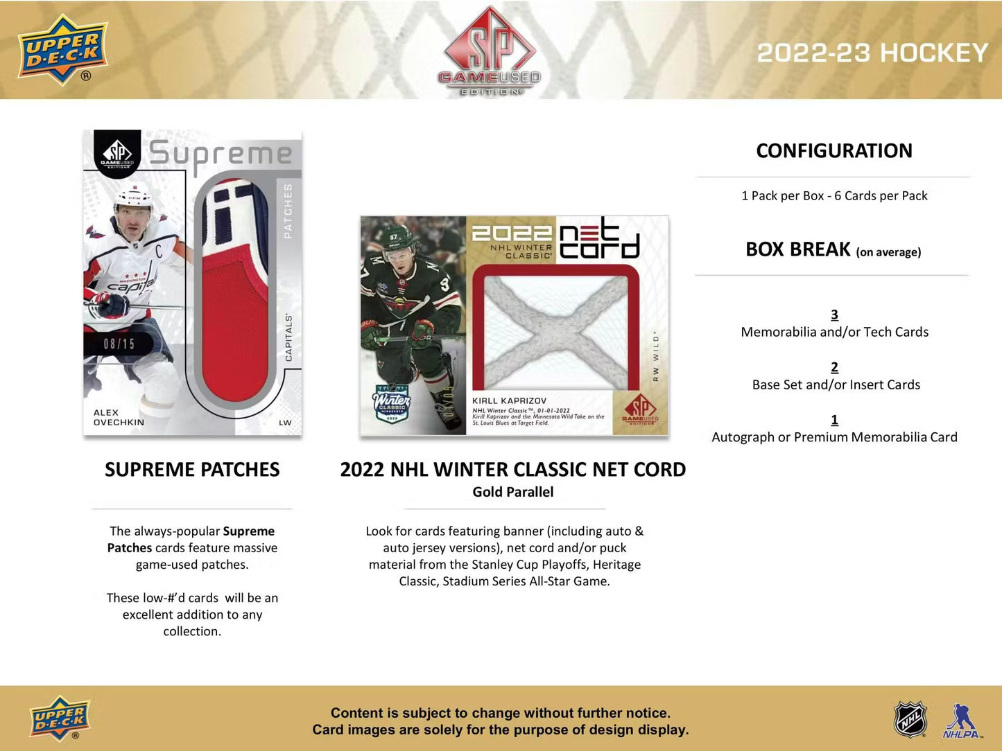 2022-23 Upper Deck SP Game Used Hockey Hobby