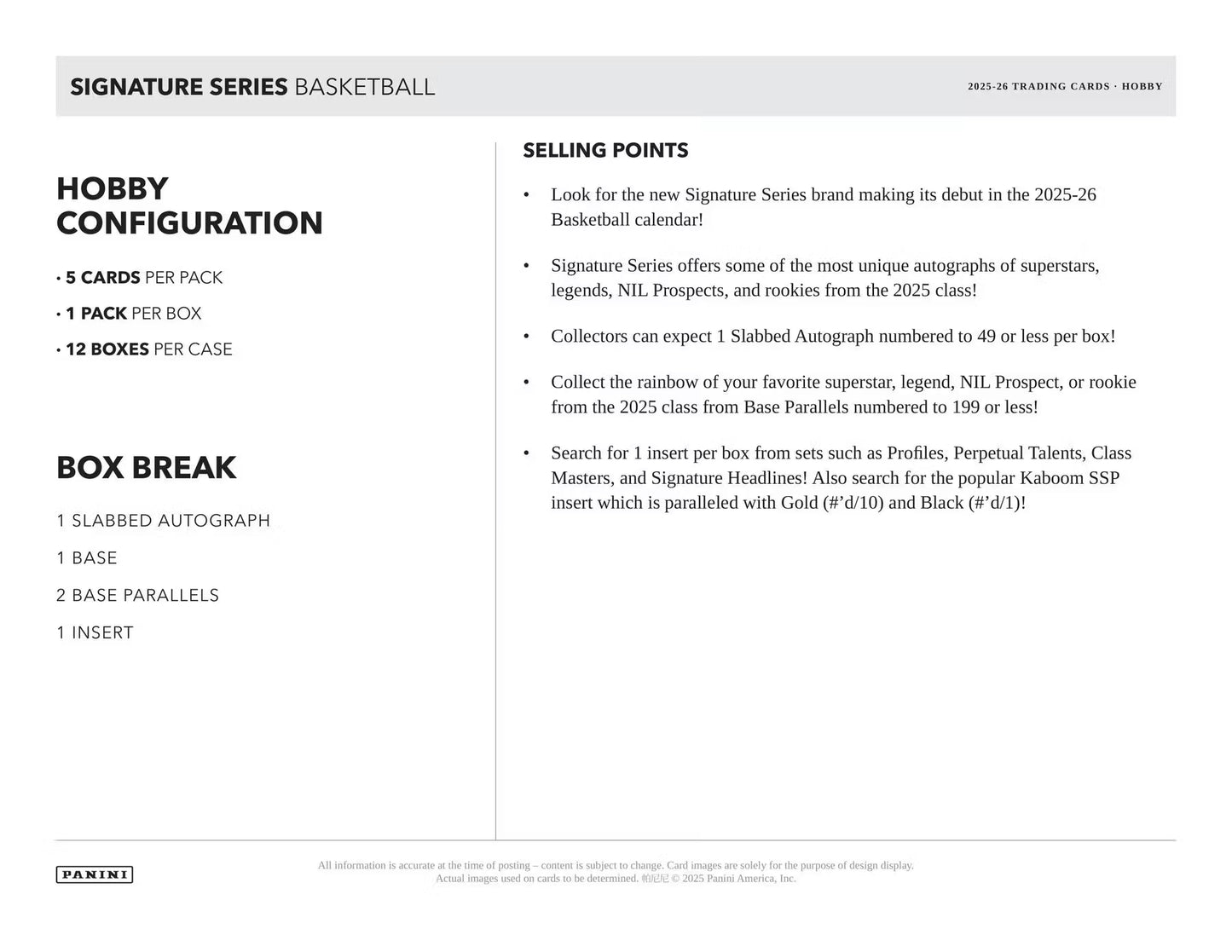 2025-26 NBA Panini Signature Series Basketball Hobby Box