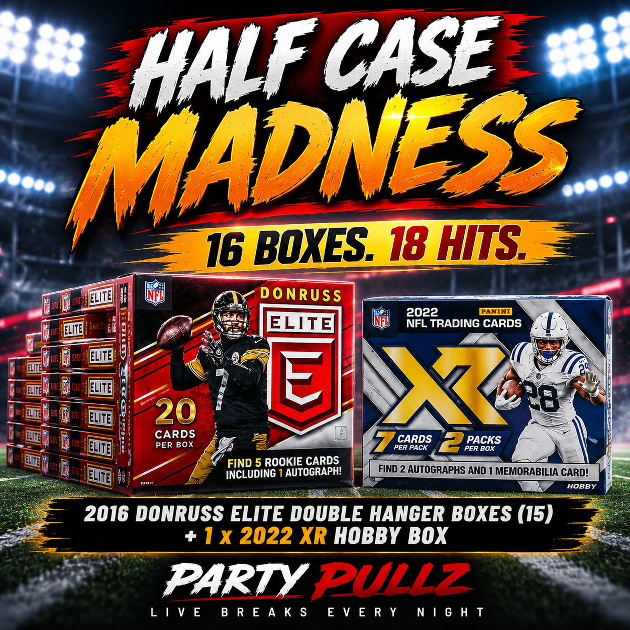 NFL Chase - Pick Your Team - 1 x 2022 XR Hobby + 1/2 Case (15 boxes) 2016 Elite Double Hanger Boxes 8-11-2026
