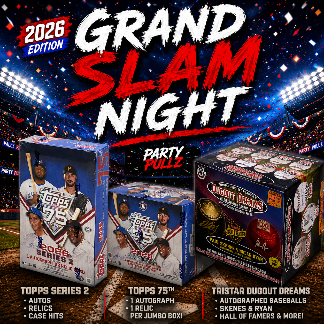 ⚾ 2026 1 x Topps 75 Series 2 Hobby Box + 1 x 2026 Topps 75 Series 2 Jumbo Box +1 x Tristar Autographed Baseball MLB Chase 8-14-2026
