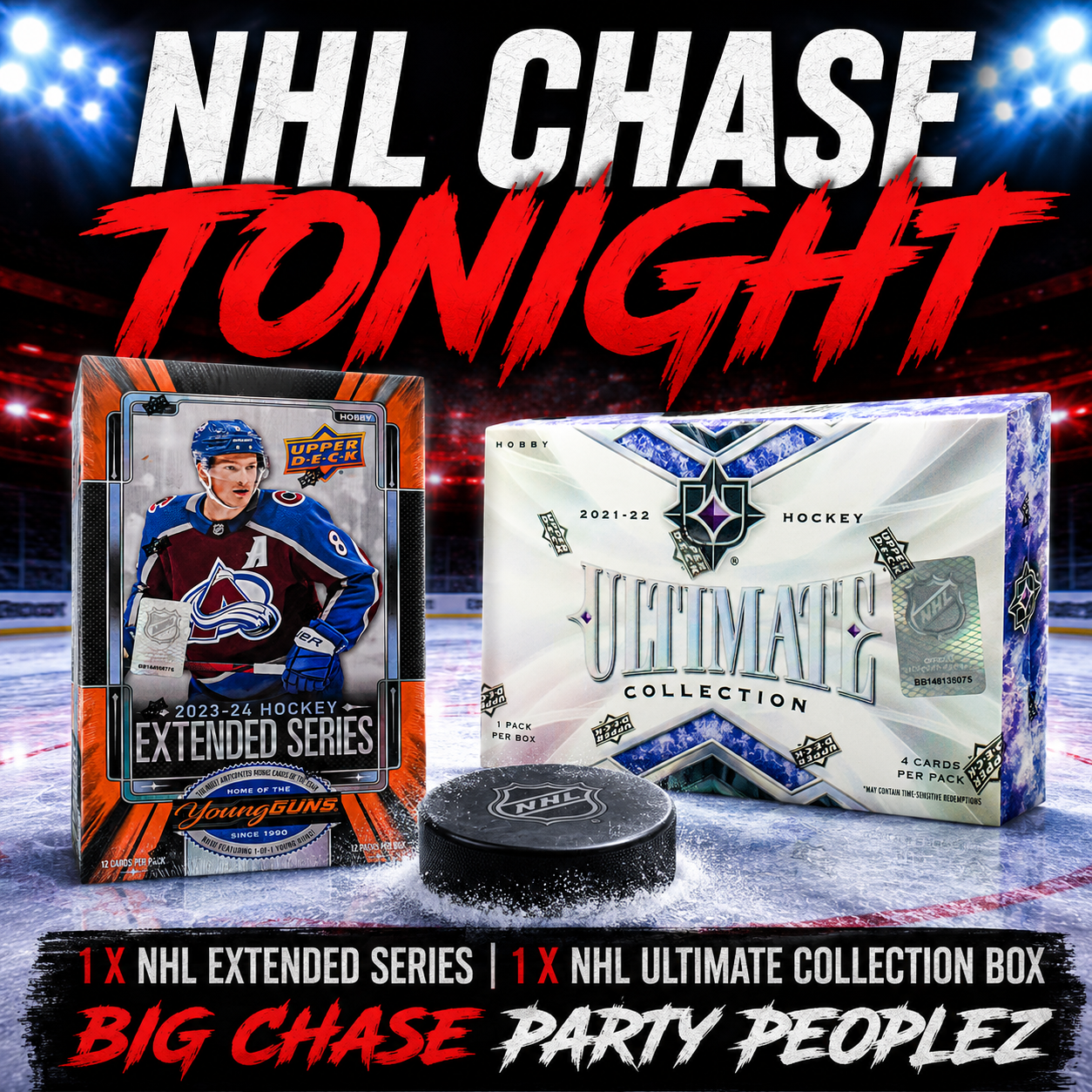 NHL Chase - 2023-24 NHL Hockey Upper Deck Extended Series Hobby Box + 2021-22 Upper Deck Ultimate Collection NHL Box- Pick your team PYT-8-4-26