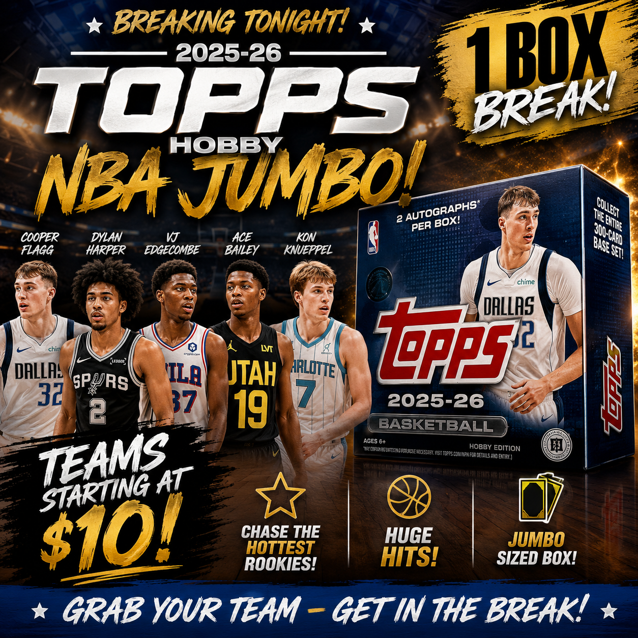 1 x 2025-26 Topps Hobby Jumbo PYT (Pick Your Team) Break 6-15-2026