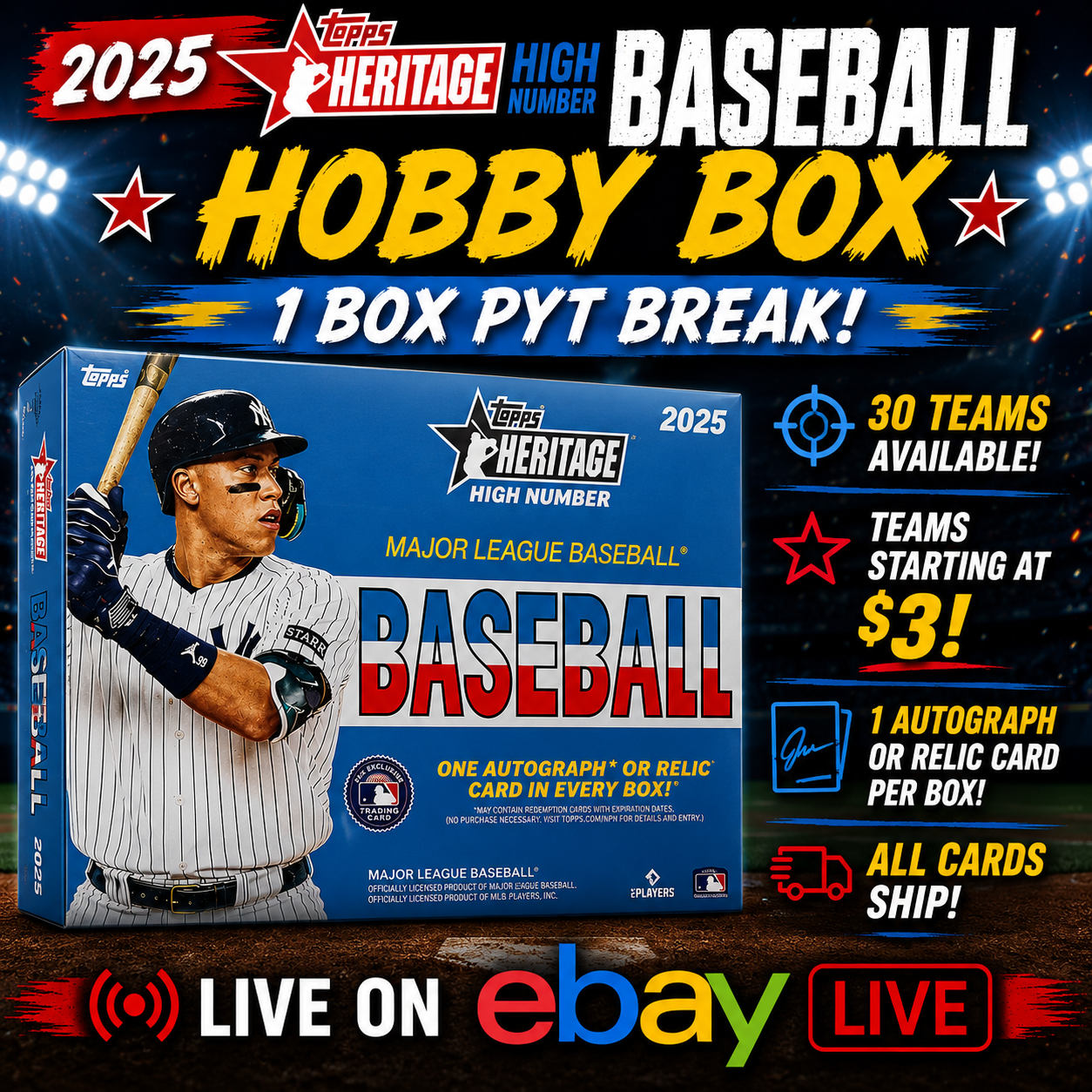 MLB Break #1 - 1 x 2025 Topps MLB Heritage  Pick Your Team (PYT) Break 6-24-2026