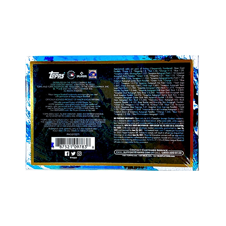 2021 Topps Inception Baseball Hobby Box