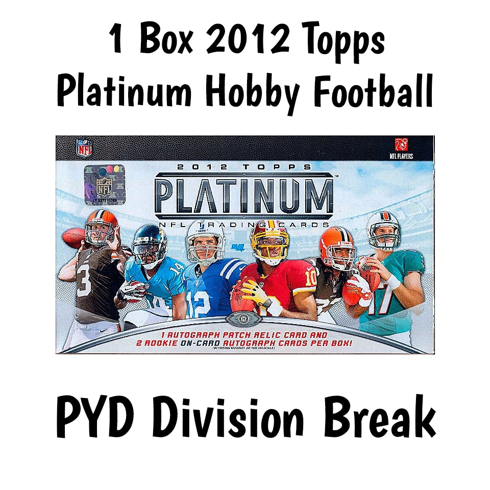 1 Box 2012 Topps Platinum Football Hobby Pick Your Division (PYD) Card Break