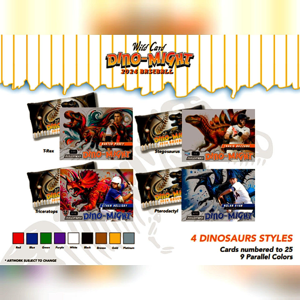 1 Box 2024 Wild Card Dino-Might Baseball Hobby Hit Draft Break "4 Spots"