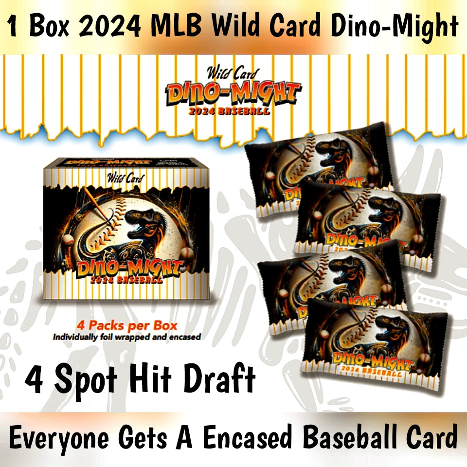 1 Box 2024 Wild Card Dino-Might Baseball Hobby Hit Draft Break "4 Spots"