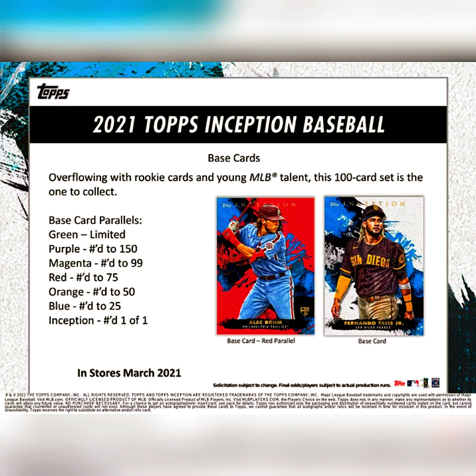 2021 Topps Inception Baseball Hobby Box