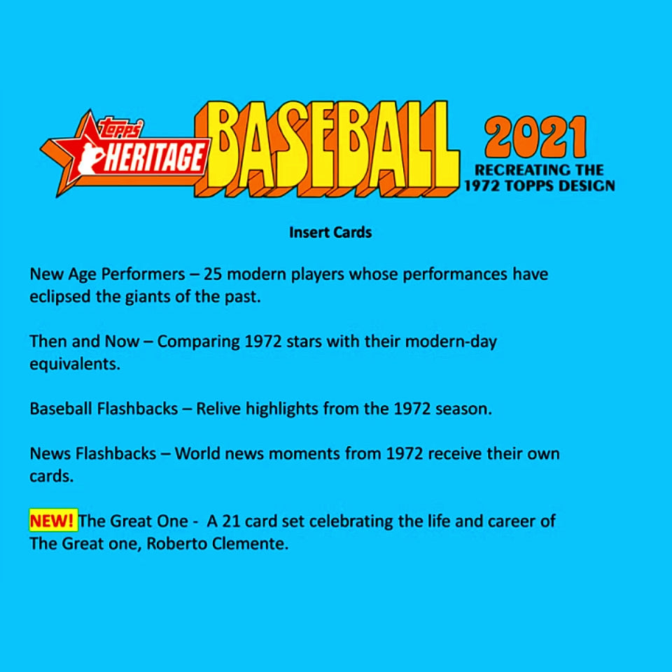 2021 Topps Heritage Baseball Hobby Box