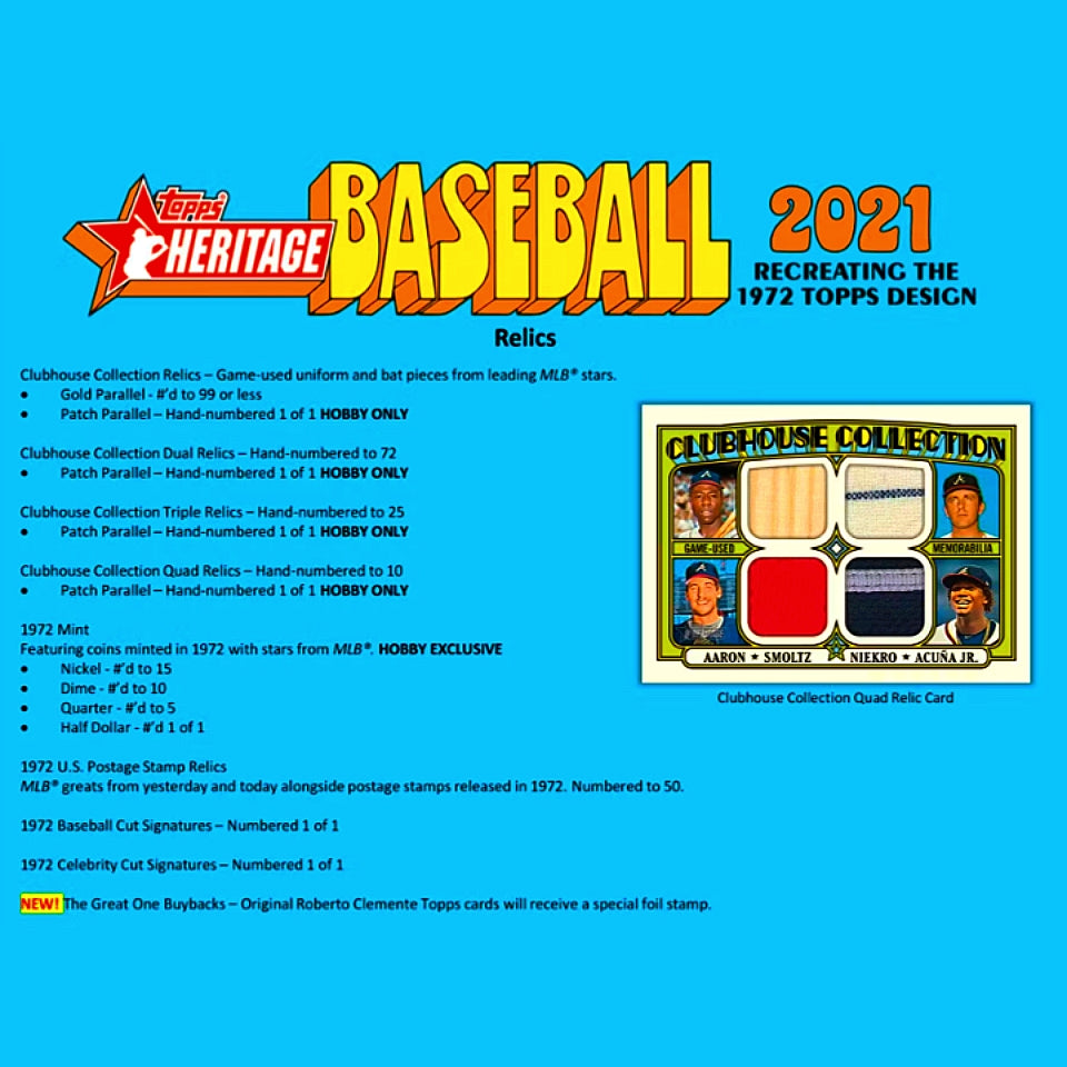 2021 Topps Heritage Baseball Hobby Box