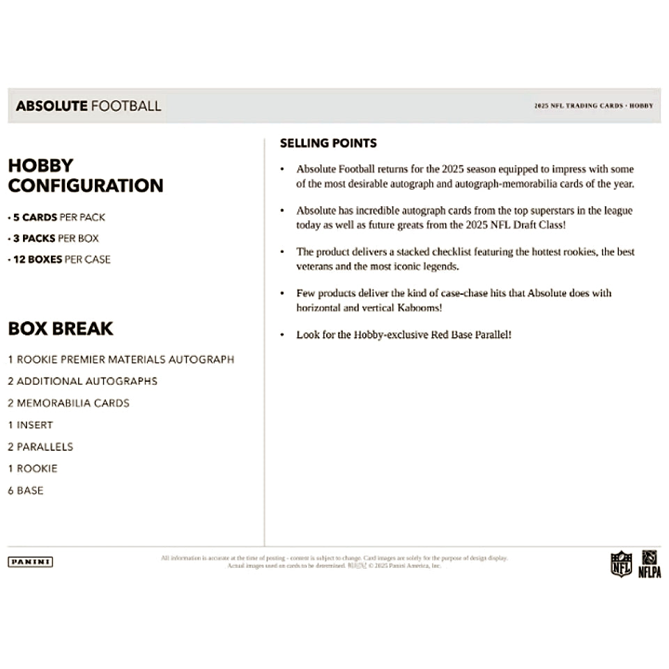 2025 Panini Absolute Football Hobby Box