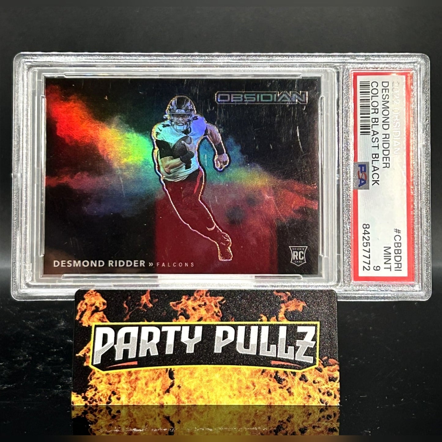 2022 Panini Obsidian #CBBDRI Desmond Ridder Color Blast Black RC Rookie Card PSA 9