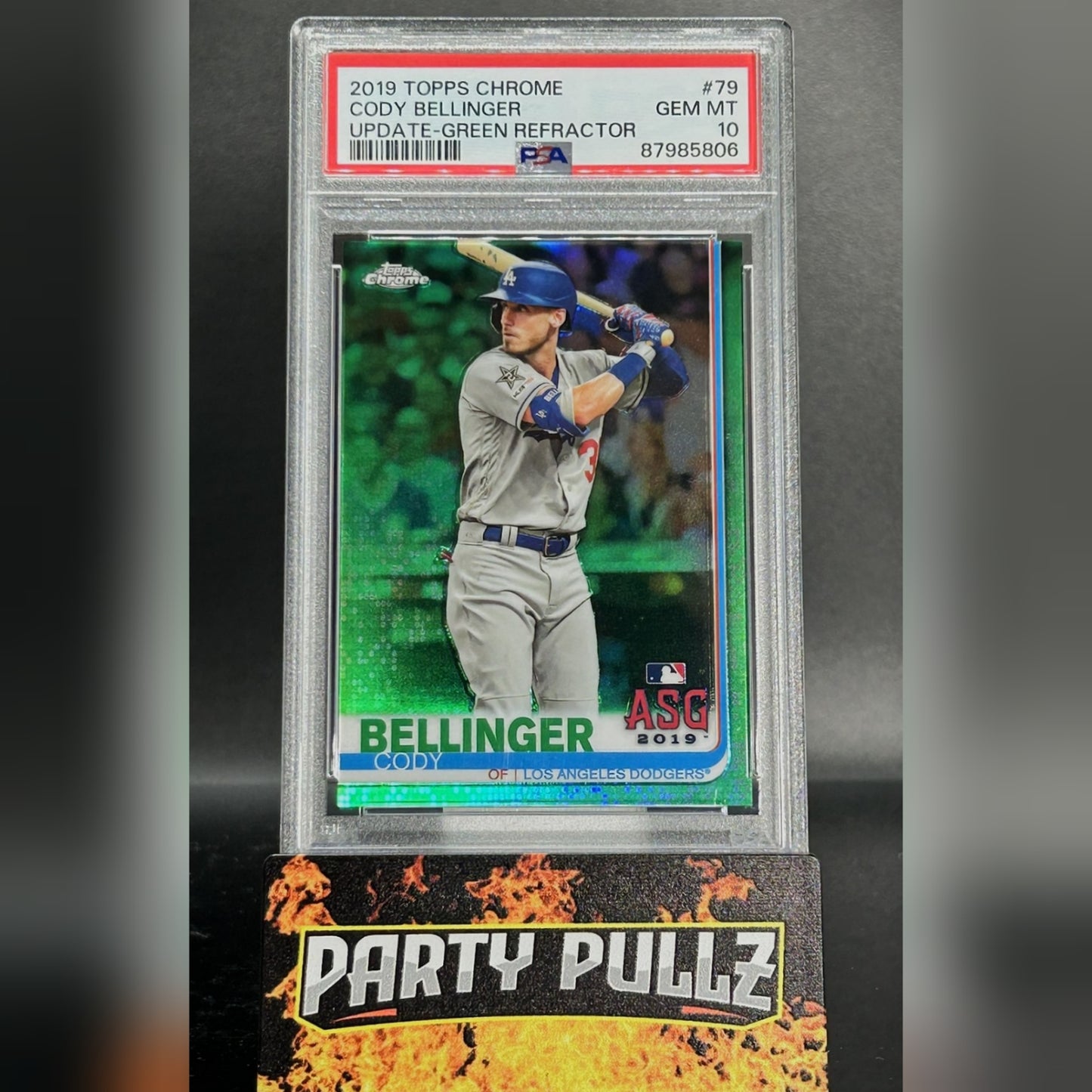 2019 Topps Chrome Update #79 Cody Bellinger All-Star Game Green Refractor 87/99 PSA 10