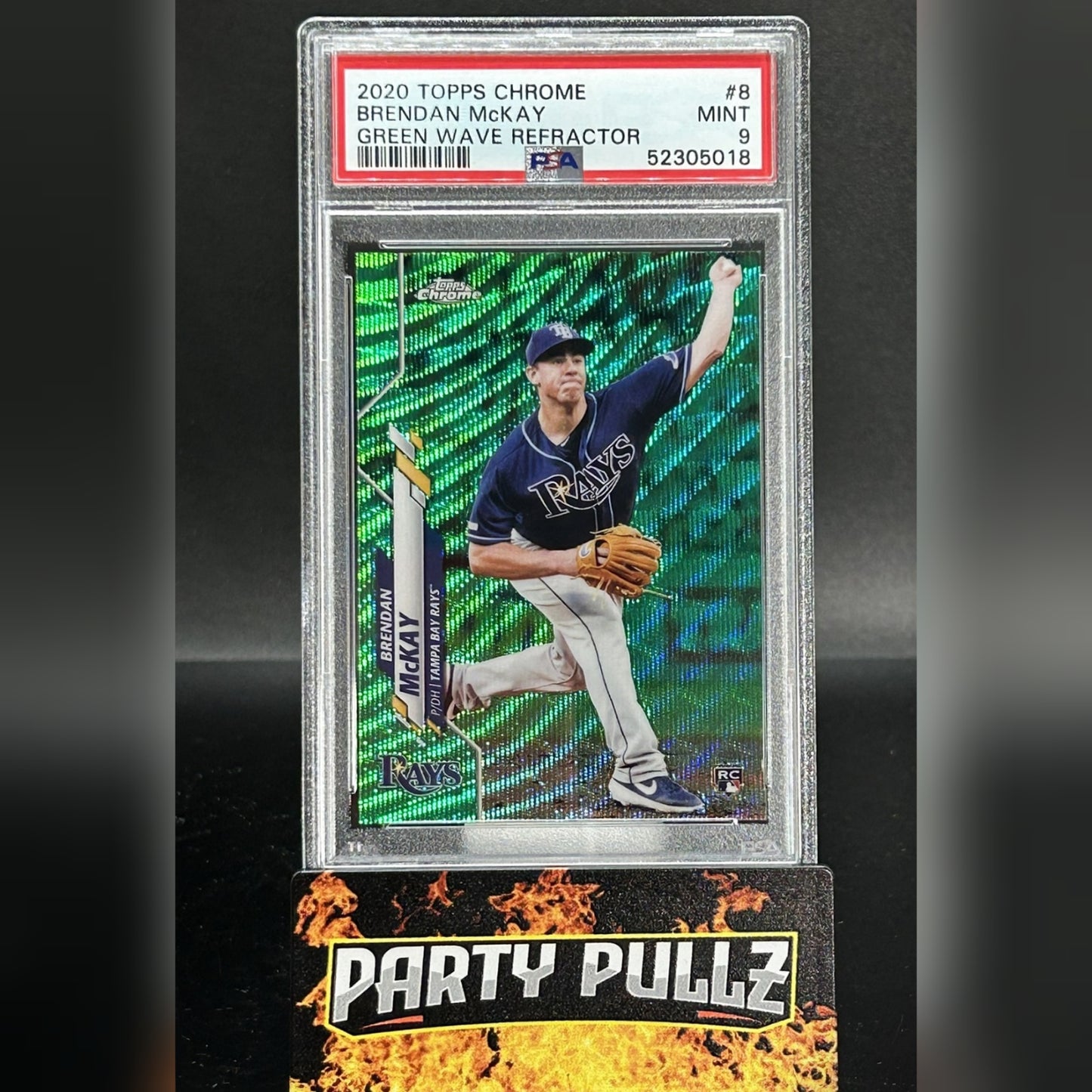 2020 Topps Chrome #8 Brendan McKay RC Rookie Green Wave Refractor 79/99 PSA 9