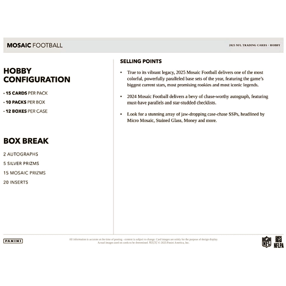 2025 Panini Mosaic Football Hobby Box