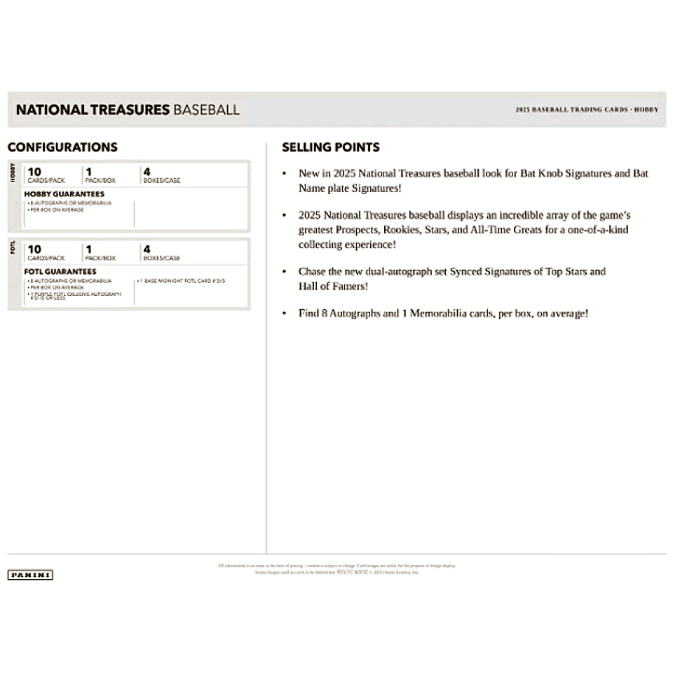 2025 Panini National Treasures Baseball Hobby Box
