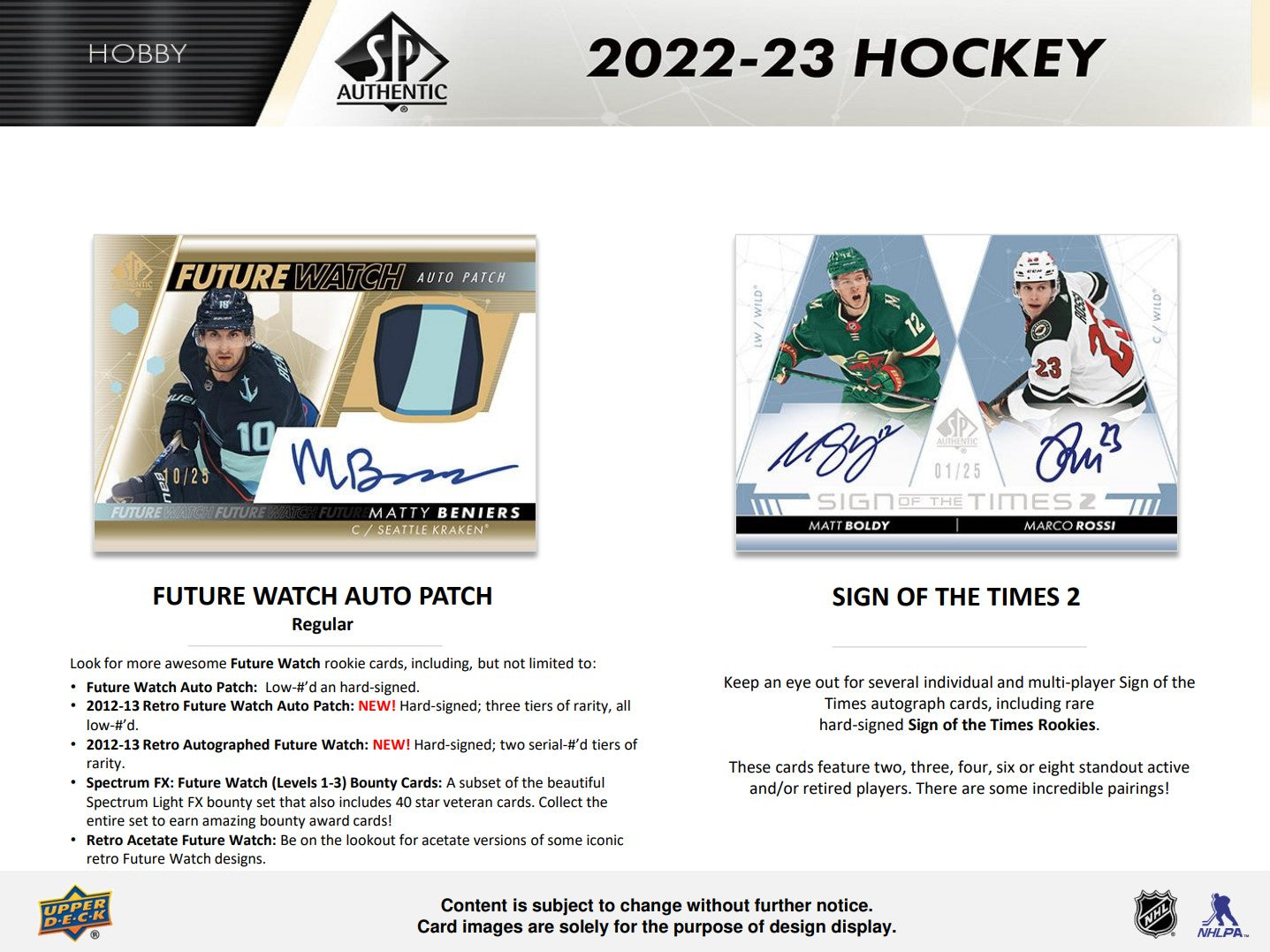 2022-23 Upper Deck SP Authentic Hockey Hobby