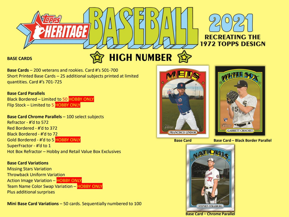 2021 Topps MLB Heritage Baseball Hobby Box High Number