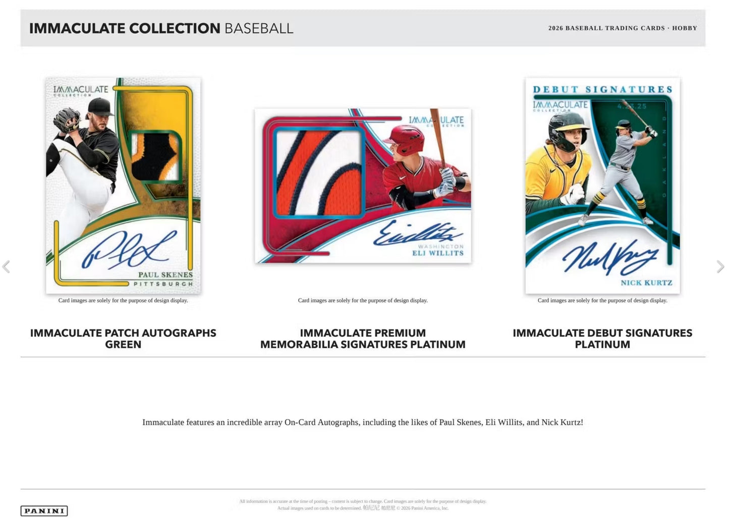 2026 Panini Immaculate MLB Baseball Hobby Box