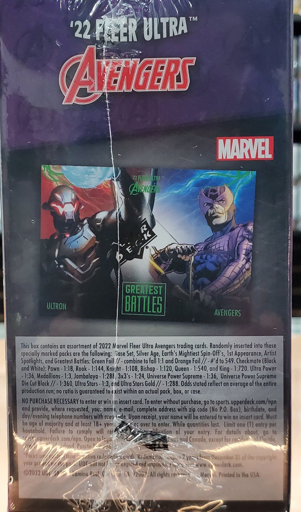 2022 Upper Deck Fleer Ultra Avengers Blaster Box - sealed box back panel